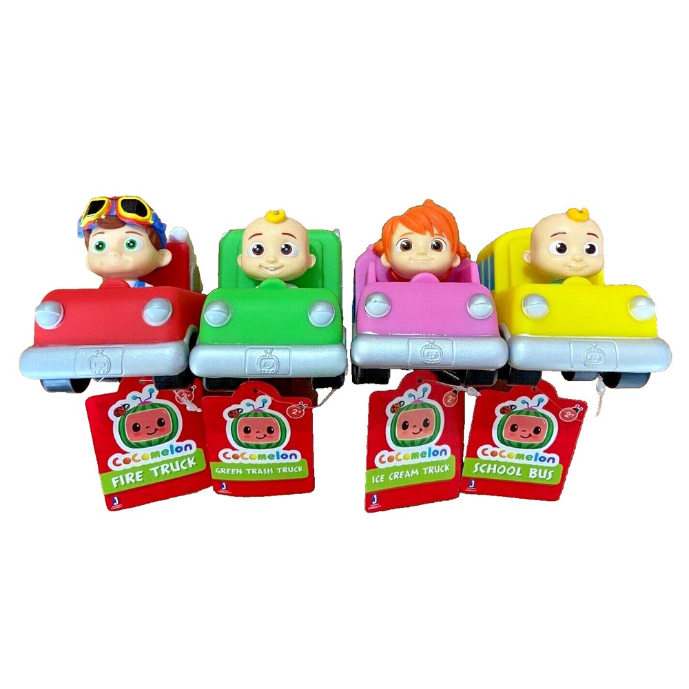 Cocomelon Complete Set Of‎ 4 Mini Little Truck Bus Vehicles TomTom JJ YoYo